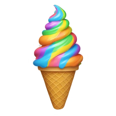 Rainbow swirl ice cream in cone sticker