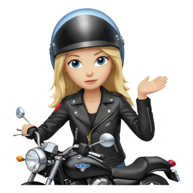 moça cabelo comprido loira de olho azul de capacete em uma moto honda preta  sticker