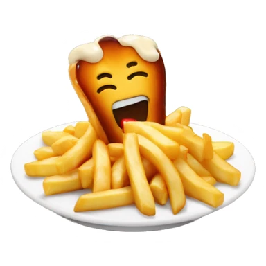 Poutine qui mange du poulet sticker