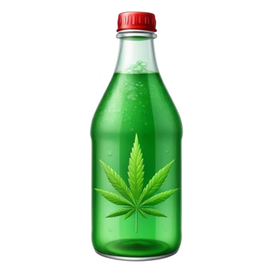 red soda bottle with a green cannabis leaf printed on it sticker