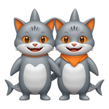 2 happy cats wearing shark costumes sticker