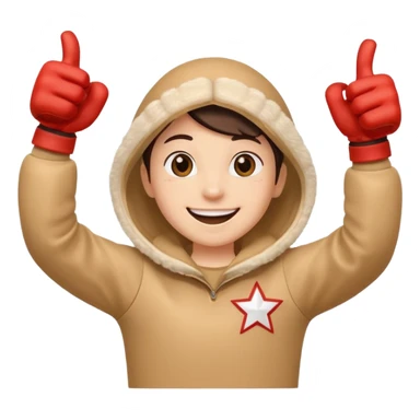 HD a smiling happy dancing toon star with both gloved hands doing thumbs up and blue background sticker