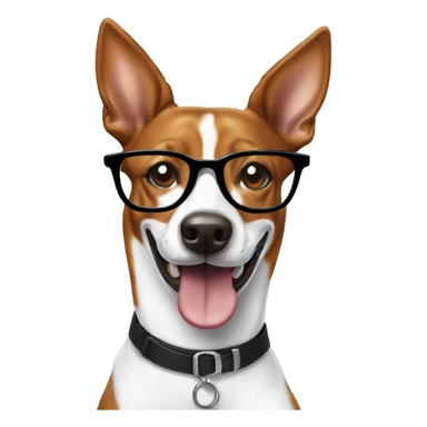 Smiling basenji wearing glasses sticker