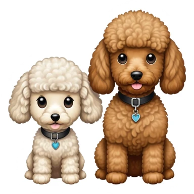 2 dogs, one is a tan Berenedoodle with a poodle cut, the other is a black Berenedoodle with white eyebrows . Make both same size sticker