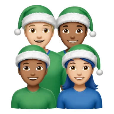 crie a imagem de 3 atletas de modalidades diferentes, usando um chapeu de papai noel das cores verde e azul. sticker