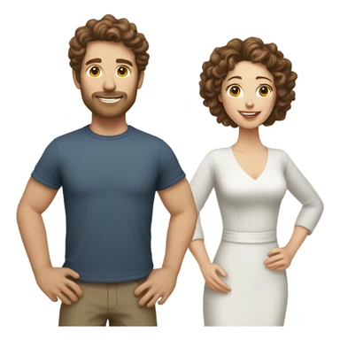 Training husband with white skin and brown hair and wife with white skin and brown curly hair  sticker