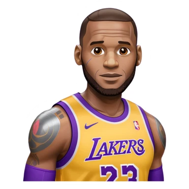 Lebron James as a half robot/cyborg AI but still keep lakers and friend;y sticker