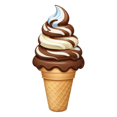 Chocolate vanilla swirl soft serve ice cream cone sticker