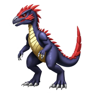 Dark Furry feather-mane Cool Edgy shiny Digimon-Fakemon-Guilmon-Velociraptor-Dinosaur-Drake full body   sticker