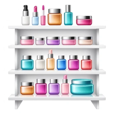 single white shelf with few beauty products and sparkles sticker