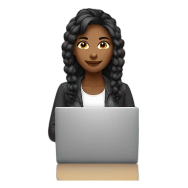 mujer pelo negro medio largo liso creadora de contenidondo en laptop sticker
