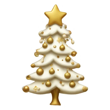 vanilla  Christmas tree with white and gold decorations sticker
