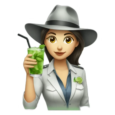 argentine girl investigator drinking mojito sticker
