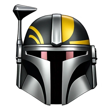 Mandalorian helmet black and yellow with antenna sticker