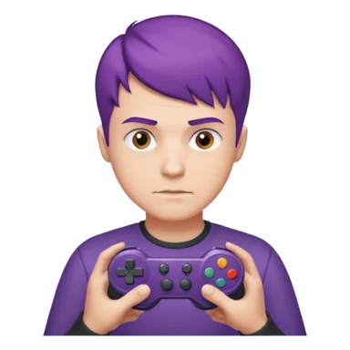 colored purple short male hair gamer game pad controller sticker