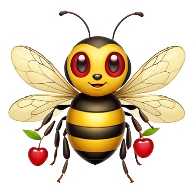 bumble bee with red cherries sticker