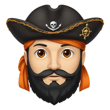 Pirata con un parche grande y negro sobre el ojo y con barba anaranjado sticker