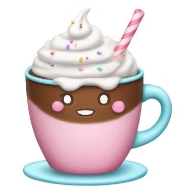 A pink cup of hot coco with pastel sprinkles and whipped cream sticker