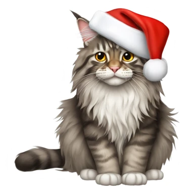 Maine coon cat in Santa hat sticker