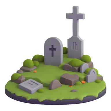 3D illustration of a grave with moss and cracks sticker