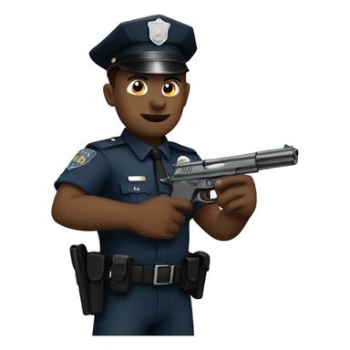 A police officer holding a gun sticker
