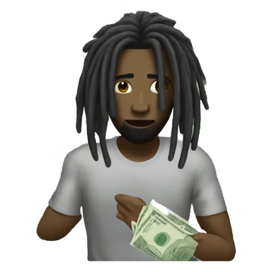 A man with no face and dreads being surrounded by with cash as aura sticker