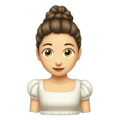 Niña cabellos largos ondulados morocha con las manos en el mentón y codos apoyados en una mesa con cara de pensativa  sticker