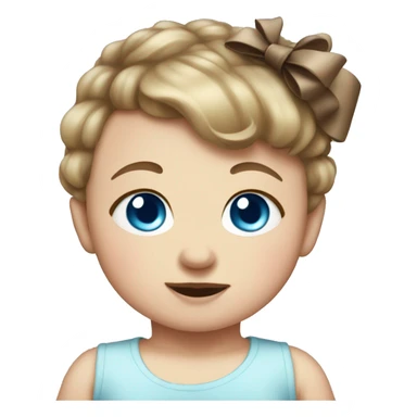 Baby with blue eyes and chubby cheeks and a bow in the hair sticker