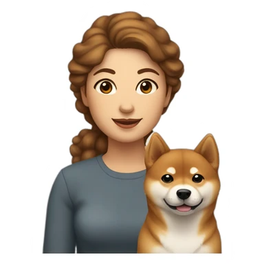 Cute Shiba-dog Accompanied by a middle age woman with brown and curly hair sticker