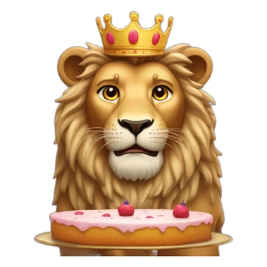 Lion avec une couronne et un gâteau d’anniversaire  sticker
