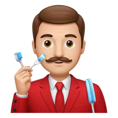 brown haired man with toothbrush-mustache and red suit sticker