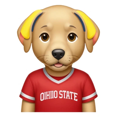 Yellow lab wearing Ohio State shirt sticker