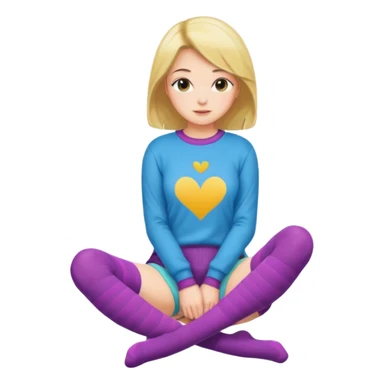 Cute girl thigh high socks sitting legs out, colorful clothes sticker