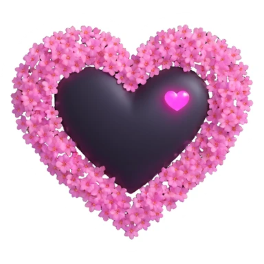 goth sakura black heart with glowing pink outline and magical sparkles sticker