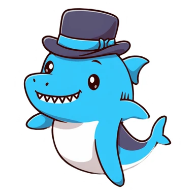 cartoonish sticker of a shark with a top hat sticker