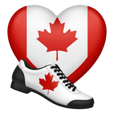Canada flag heart, name "shoe freaks" in the middle, black lettering font sticker