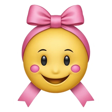 A smiley getting shy and a pookie ribben on his head sticker