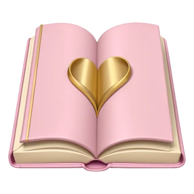 Pastel pink open book with cream pages, gold trim, satin cover sticker