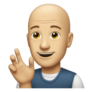 Bald man raising his hand sticker