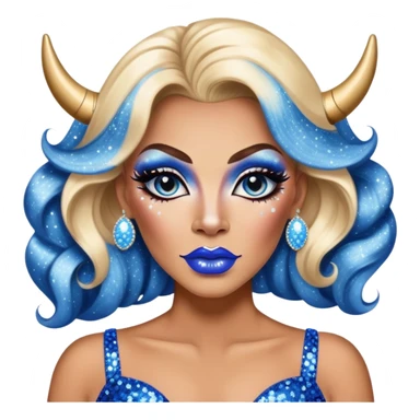 cowboy cow print blue drag queen glitter sparkles babe girl makeup diva brat sticker