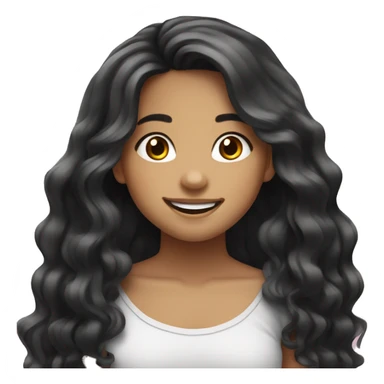 girl filipino long wavy hair black smiling with braces sticker