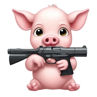 A baby pig holding a missive gun  sticker