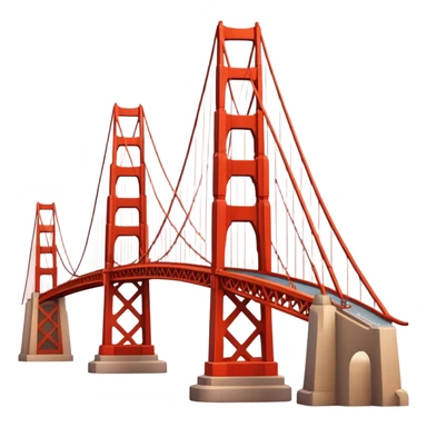 Cinematic Realistic Golden Gate Bridge Landmark Emoji, depicted with the iconic suspension bridge rendered with rich detail and vibrant, dynamic lighting. sticker