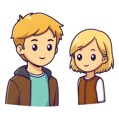 Weeding girl sith blonde hair and man with brown hair sticker