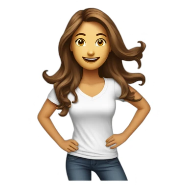 Woman with long hair dressing jens with DNX Solutions Tshirt dancing in high heels sticker