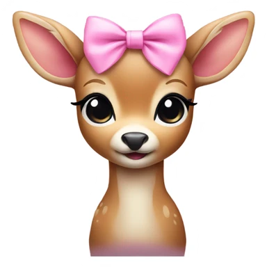Cute baby deer wearing a pink bow sticker