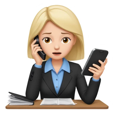 the same woman, but dropping documents and using the phone sticker