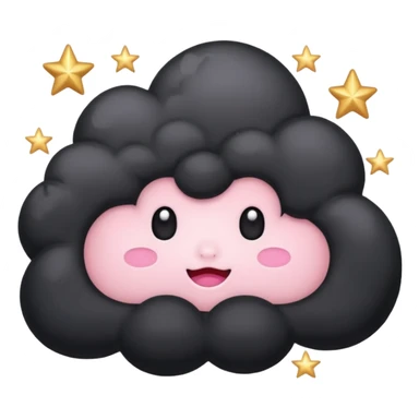 Black cloud with few shiny stars with pink cheeks sticker