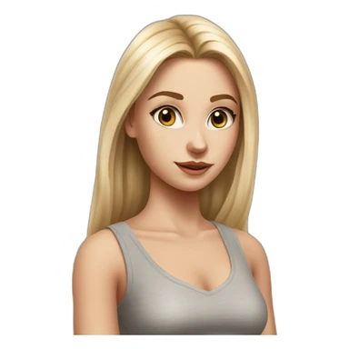 hyperrealist caucasian girl, long straight blonde hair, v-neck laced crop tanktop, grey tight mini skirt sticker