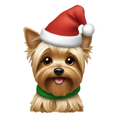 Yorkie wearing Santa hat and scarf sticker